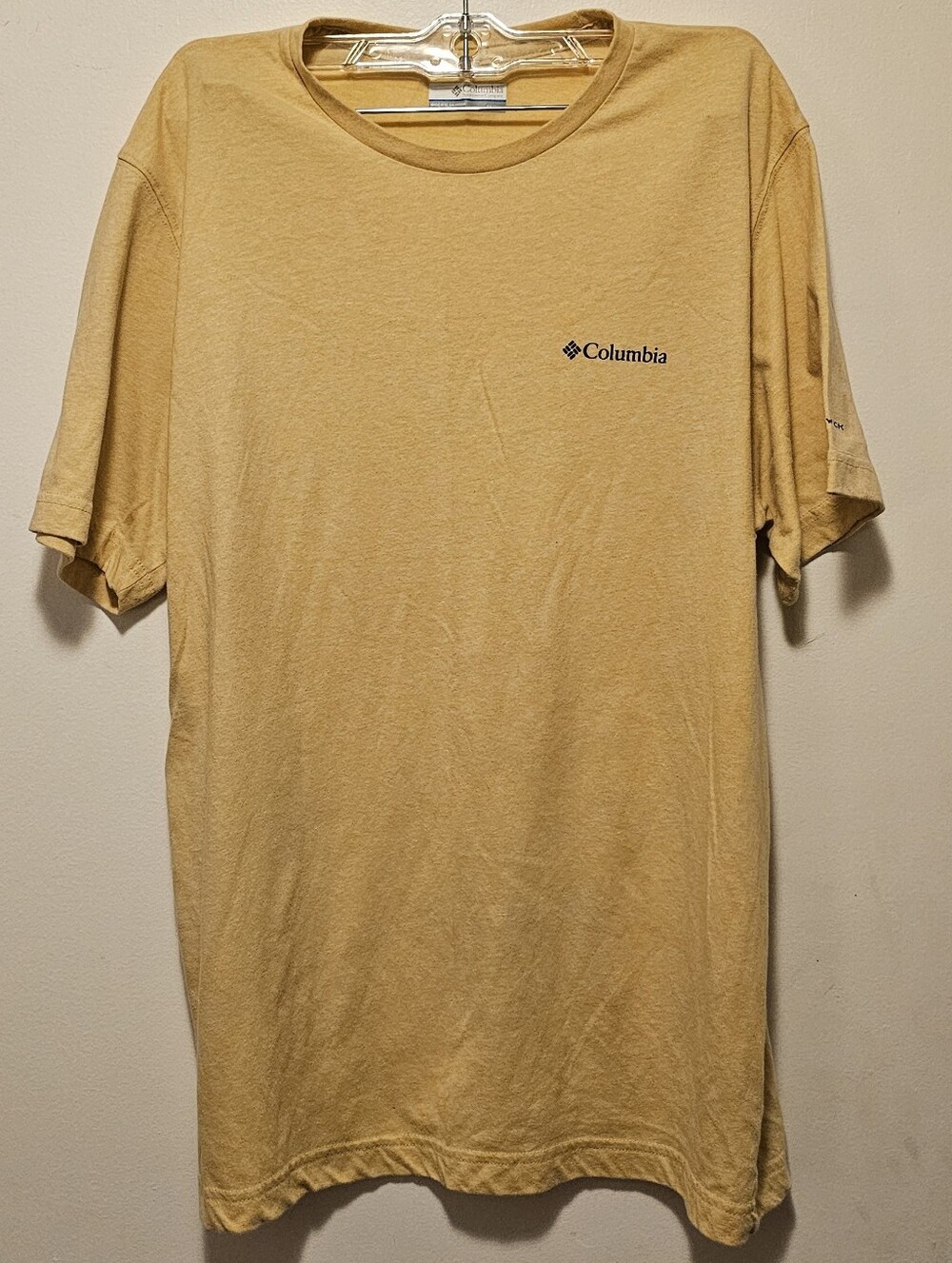 Columbia Men’s Medium Omni-Wick T Shirt Mustard Gold Performance Tee